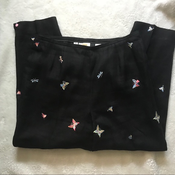 Talbots Irish Linen Embroidered Pants - Picture 2 of 4